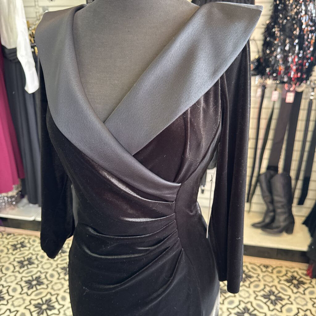 Tahari Off Shoulder Velvet Gathered Midi Dress 8