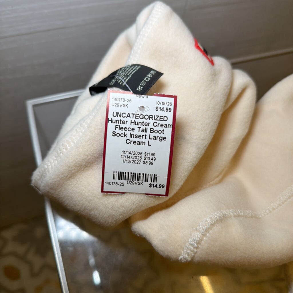 Hunter Cream Fleece Tall Boot Sock Insert Large