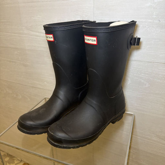 Hunter Matte Black Original Short Rain Boots 8
