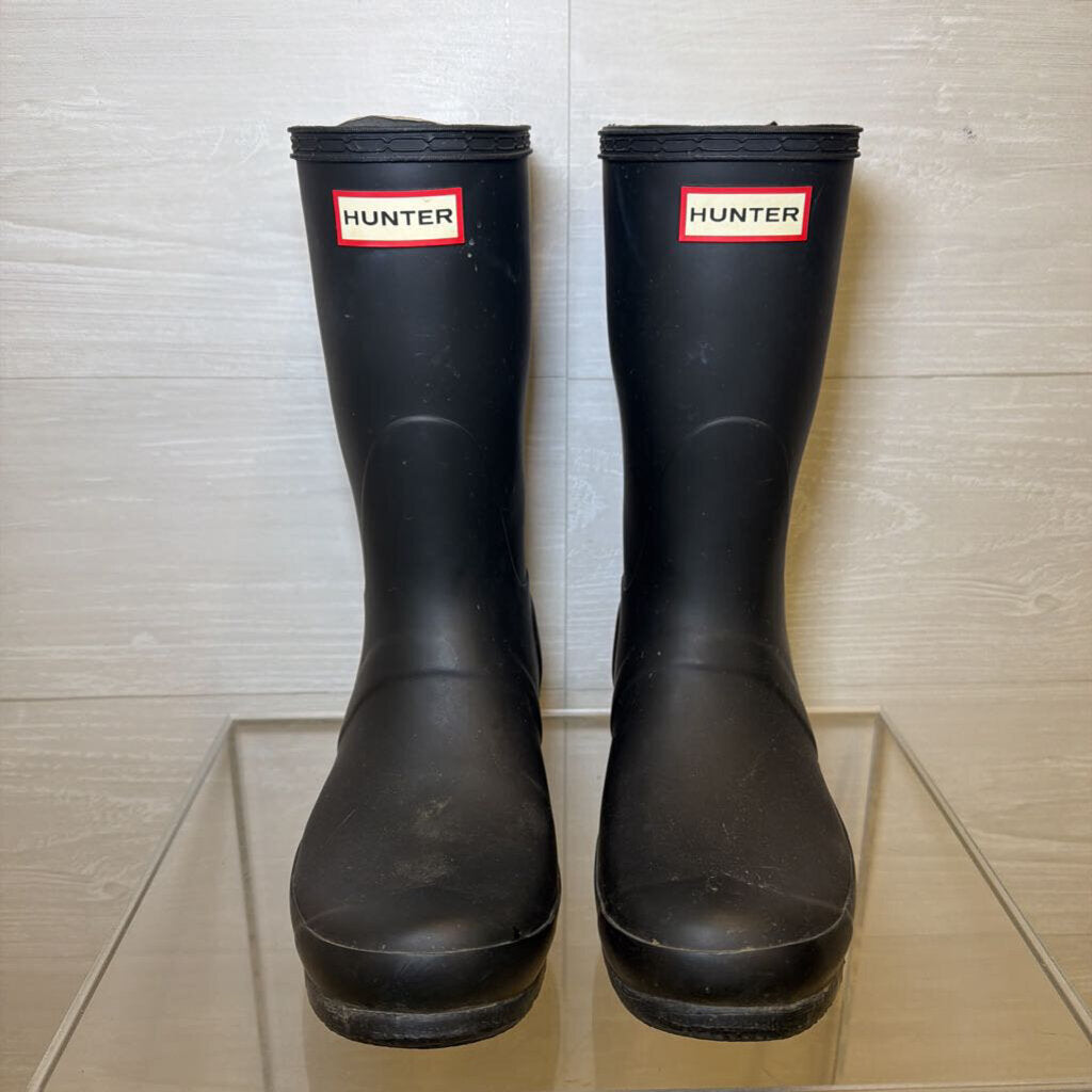 Hunter Matte Black Original Short Rain Boots 8