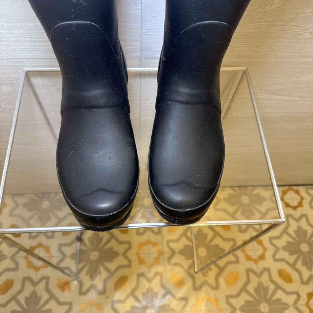 Hunter Matte Black Original Short Rain Boots 8