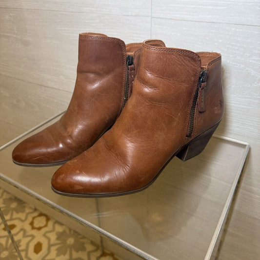 Frye Brown Leather Judith Ankle Double Zip Booties 8