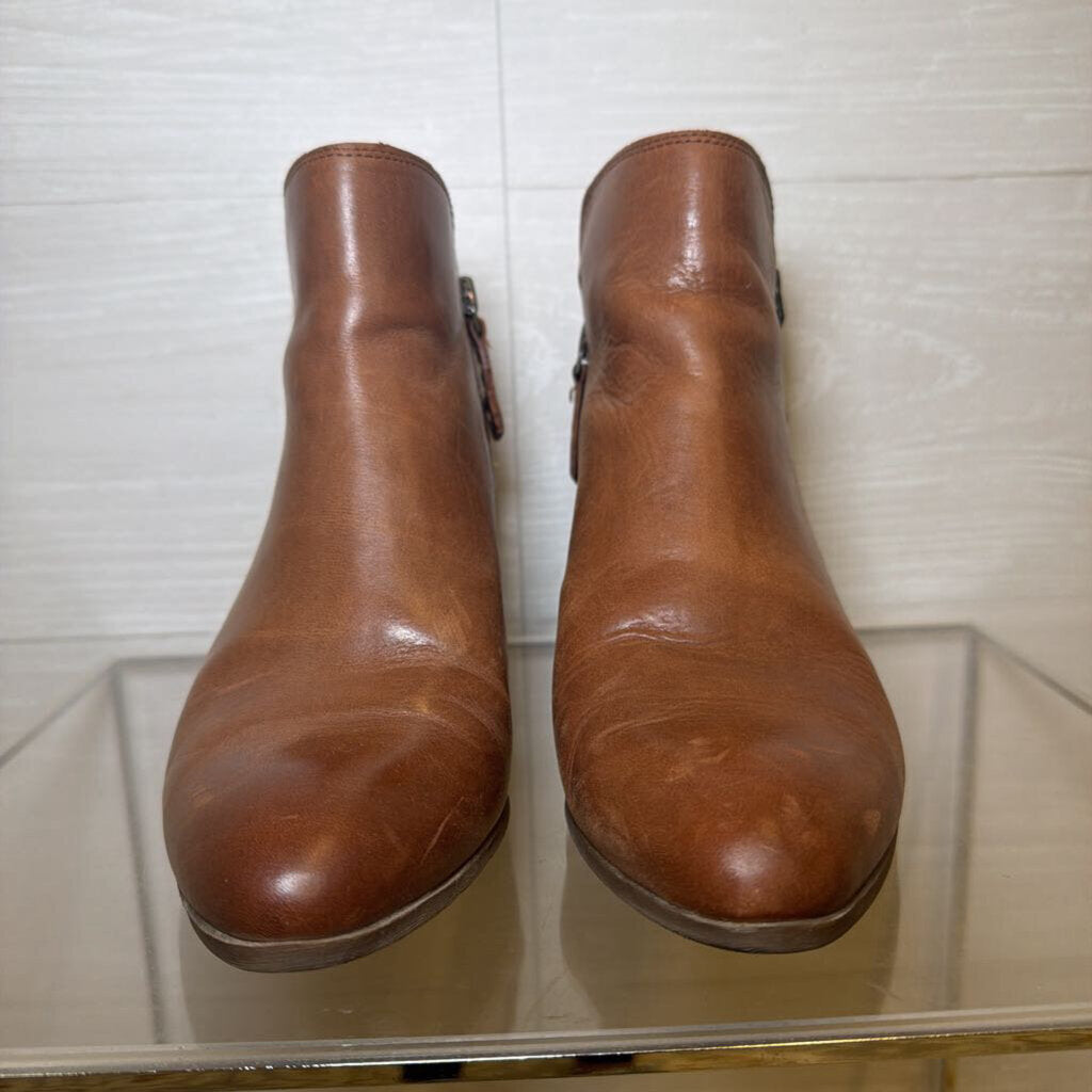 Frye Brown Leather Judith Ankle Double Zip Booties 8