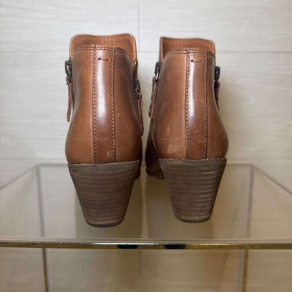 Frye Brown Leather Judith Ankle Double Zip Booties 8