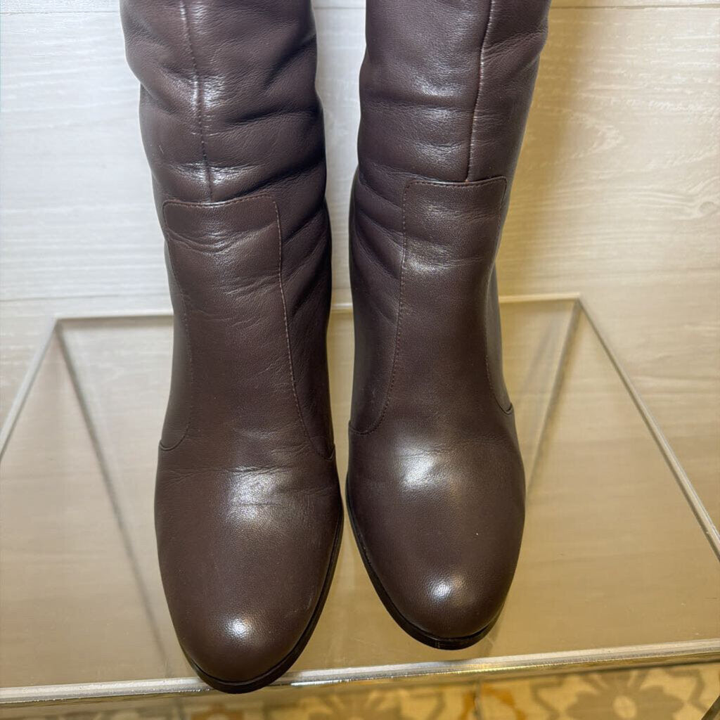 Ralph Lauren Dark Brown Leather/ Suede Beatrice Boots 8.5