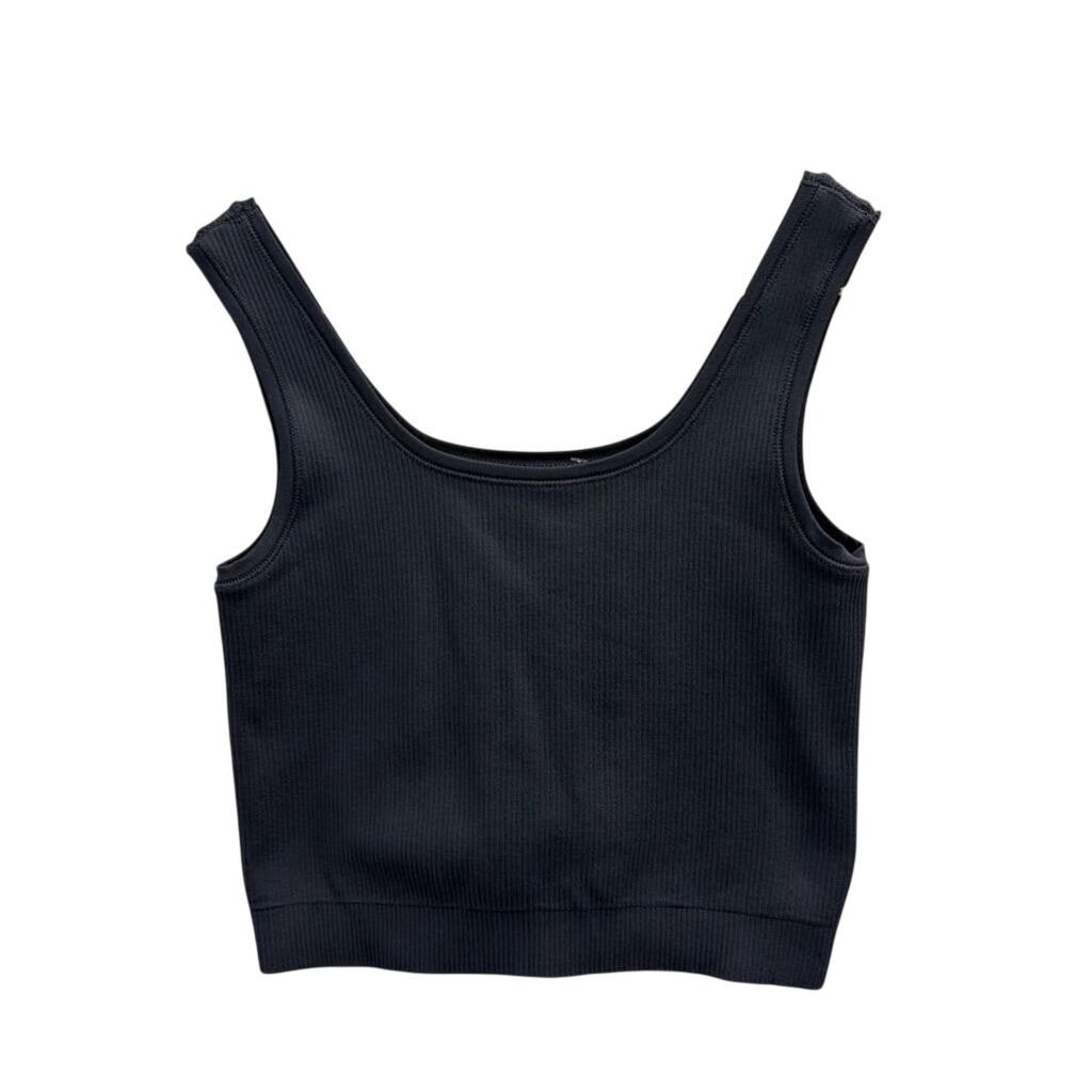 Blue Ribbed Cropped Tank Top Extra Small