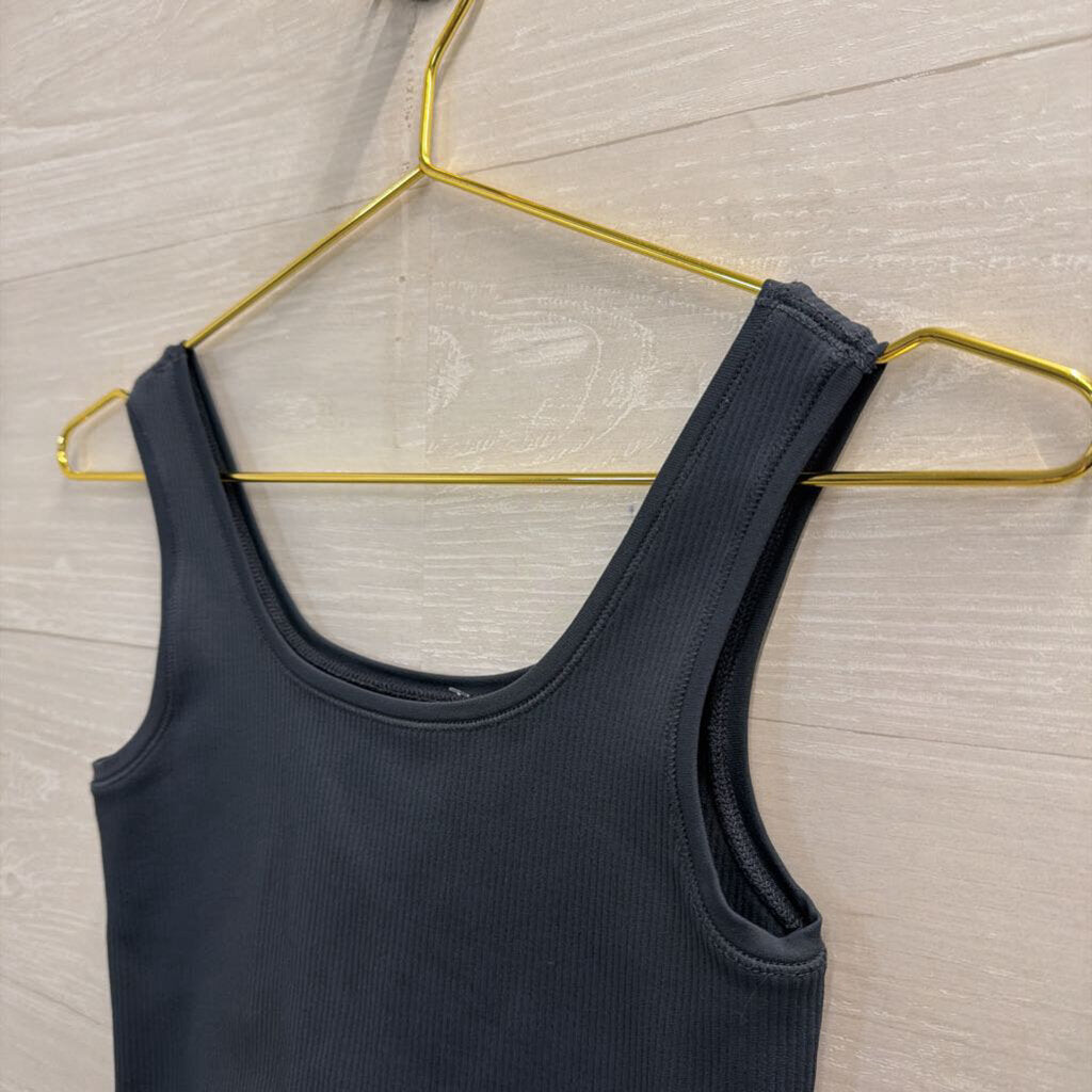 Blue Ribbed Cropped Tank Top Extra Small