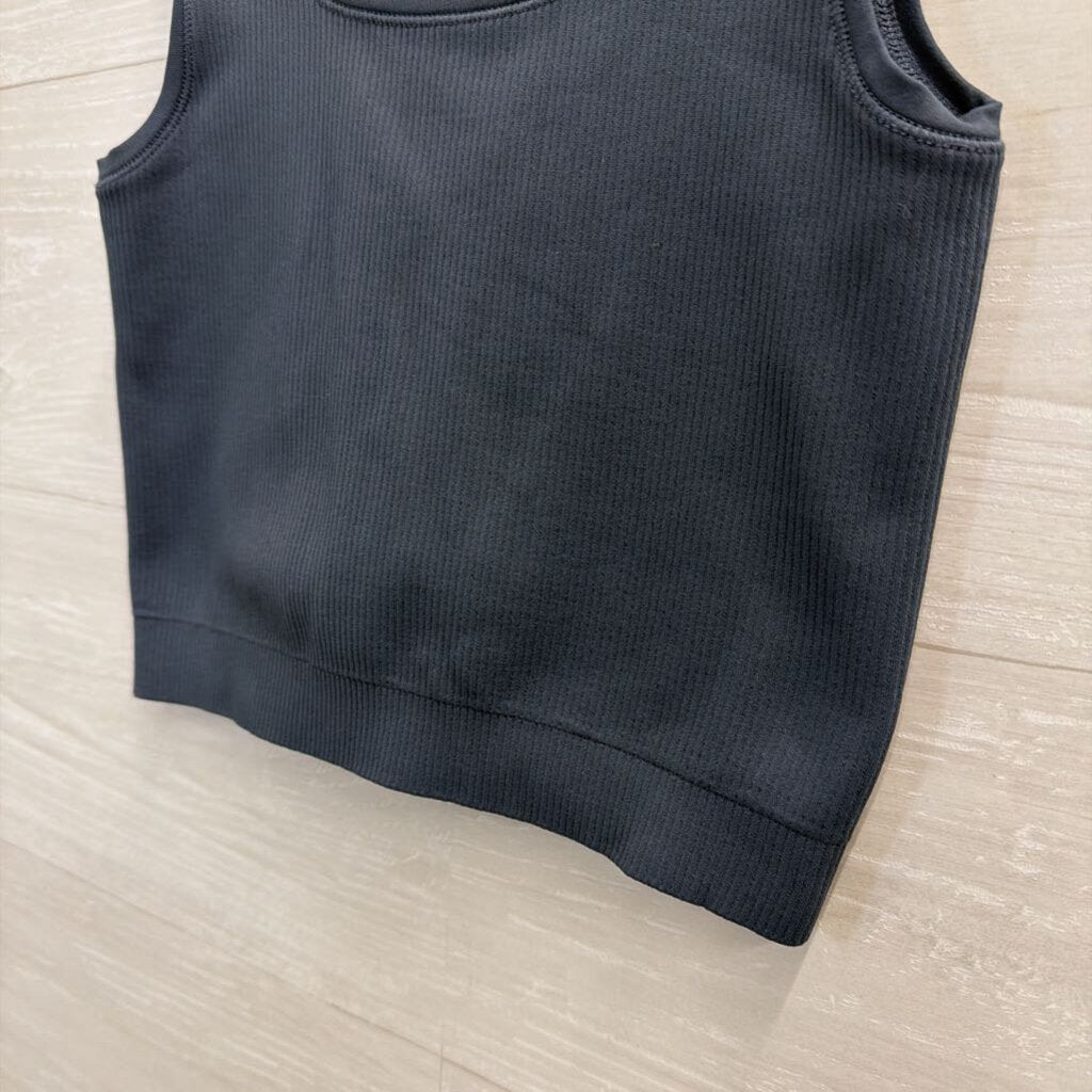 Blue Ribbed Cropped Tank Top Extra Small