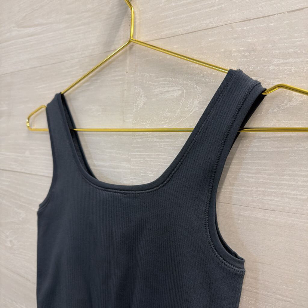Blue Ribbed Cropped Tank Top Extra Small