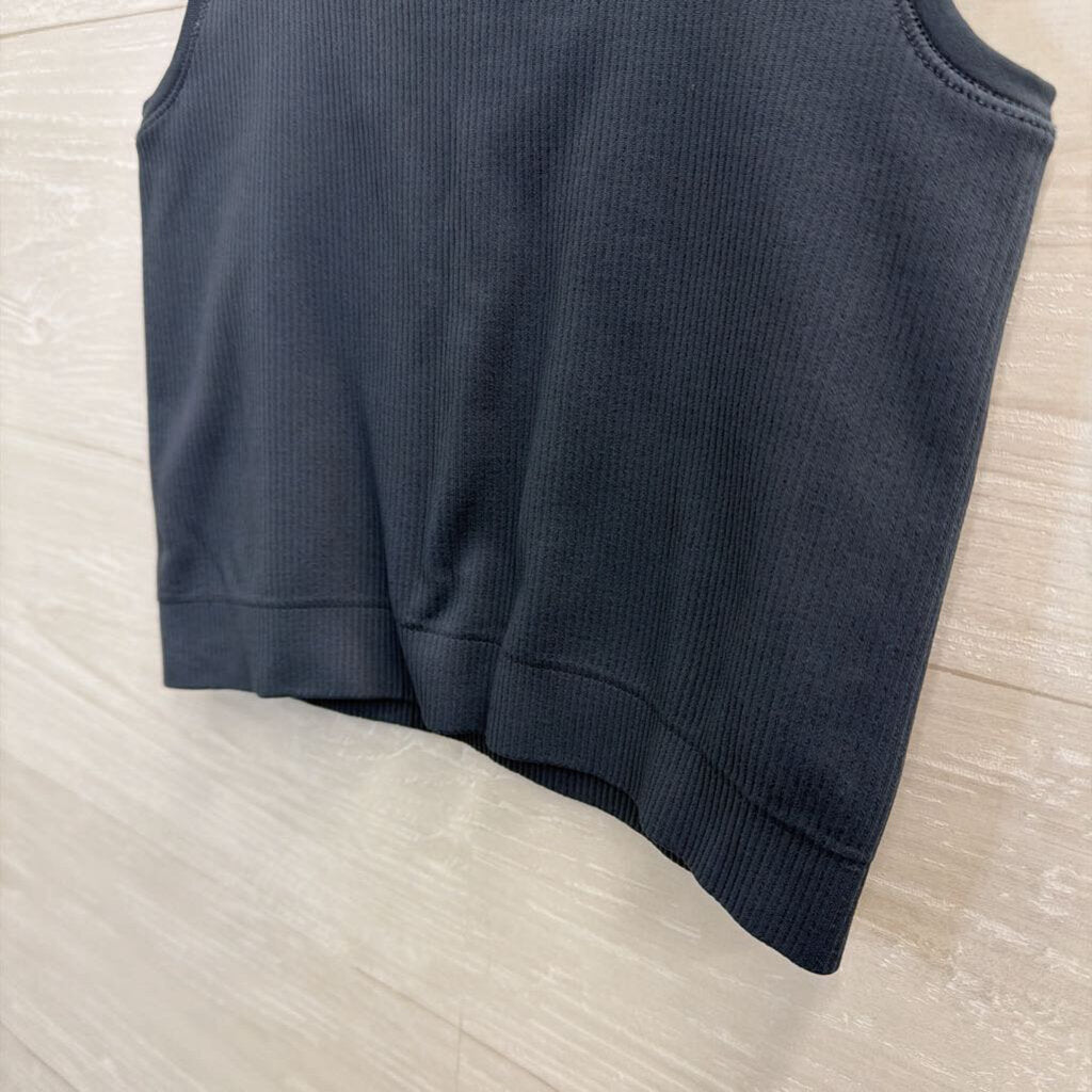 Blue Ribbed Cropped Tank Top Extra Small