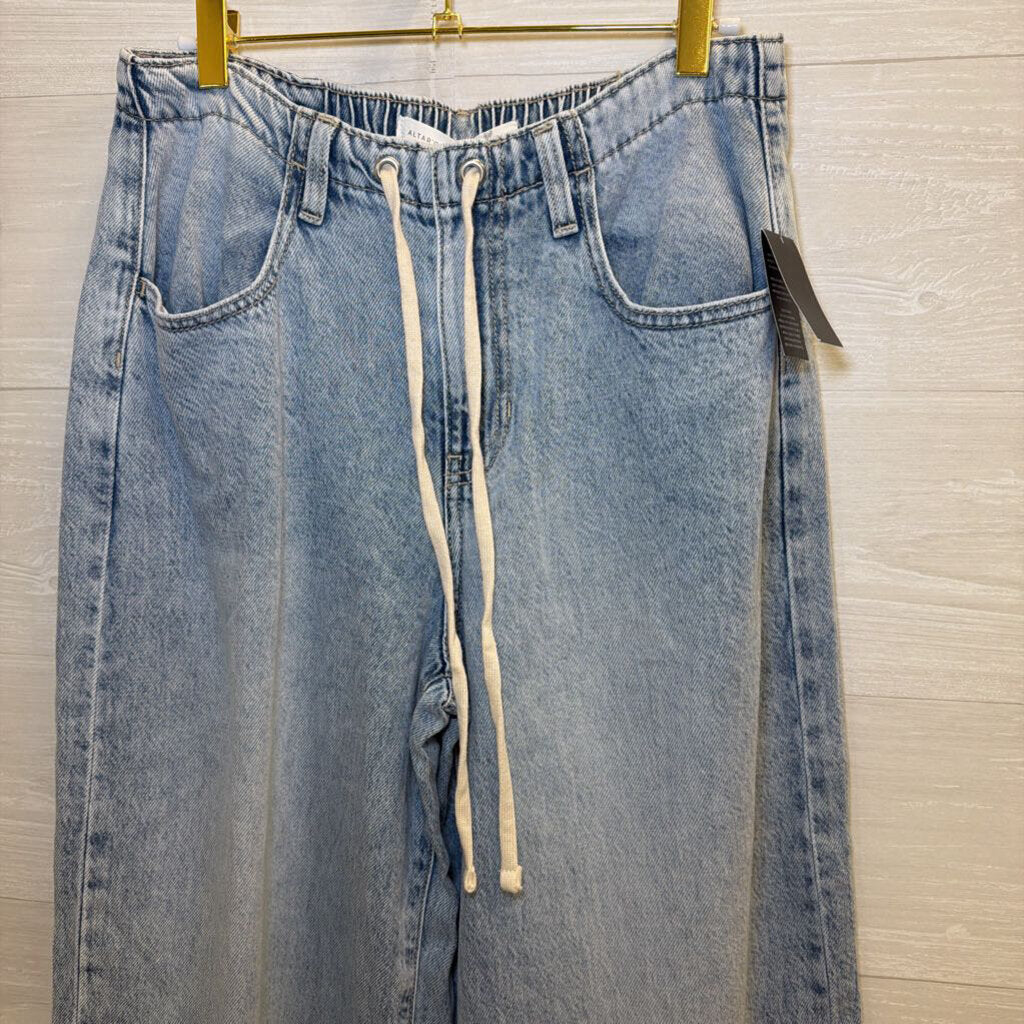 Altar'd State Light Wash Baggy Wide Leg Tie Waist Jeans Medium
