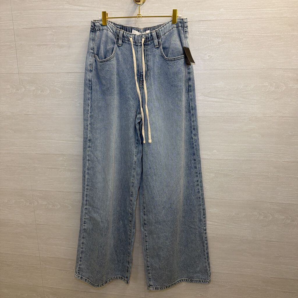 Altar'd State Light Wash Baggy Wide Leg Tie Waist Jeans Medium