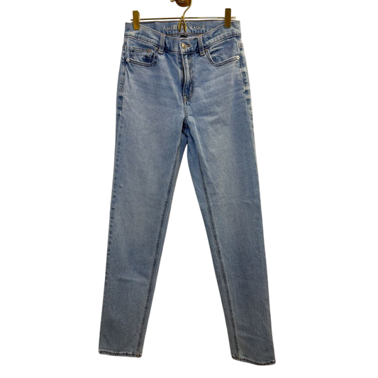 American Eagle Light Wash Super High Rise Straight Jeans 00 Long