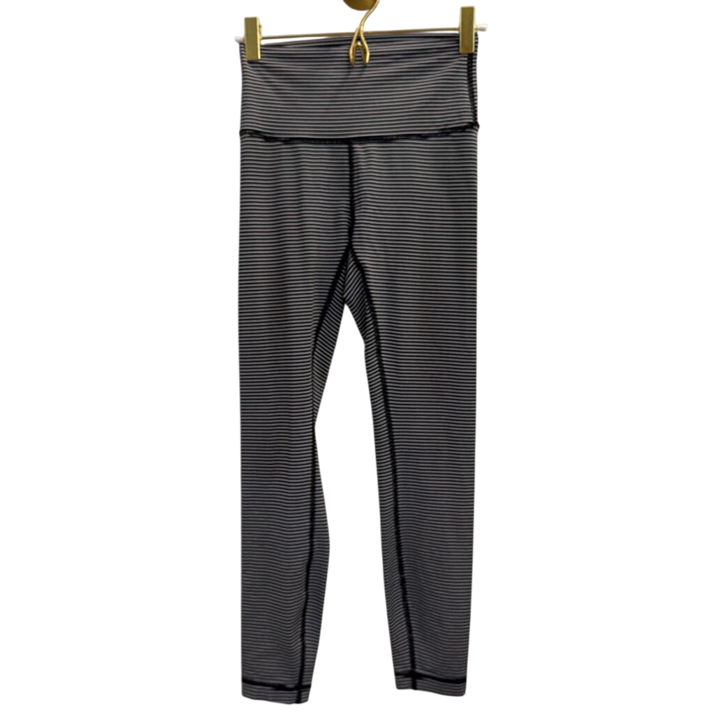 Lululemon Black/ White Striped Leggings 4