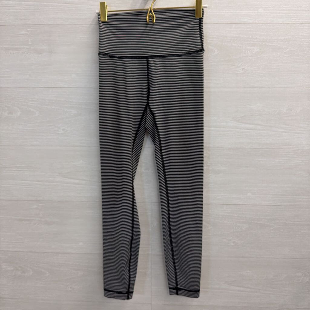 Lululemon Black/ White Striped Leggings 4