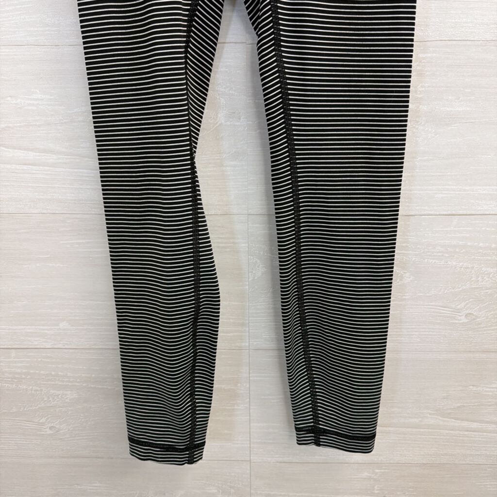 Lululemon Black/ White Striped Leggings 4