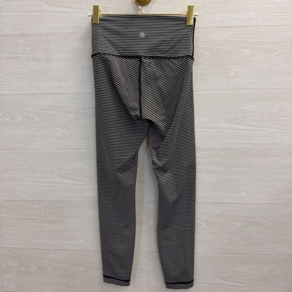 Lululemon Black/ White Striped Leggings 4