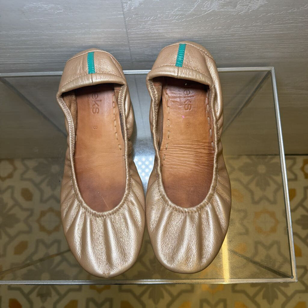 Tieks Metallic Gold Leather Ballet Flats 8