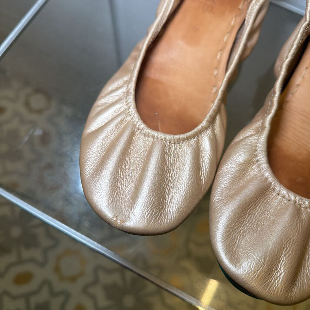 Tieks Metallic Gold Leather Ballet Flats 8