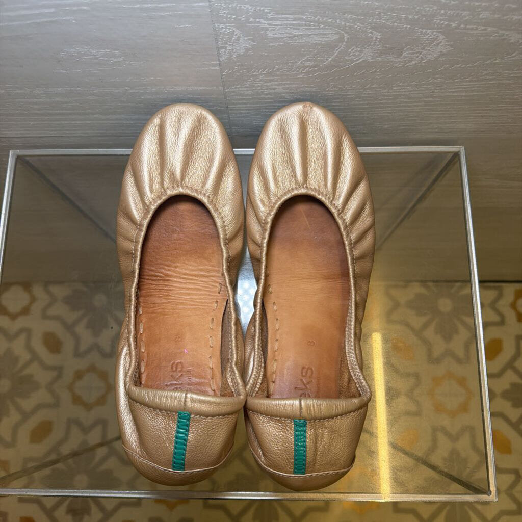 Tieks Metallic Gold Leather Ballet Flats 8