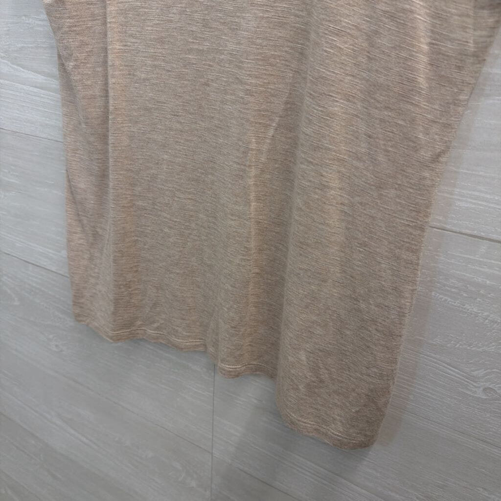 WHBM Beige Embellished Neckline Short Sleeve Top Small
