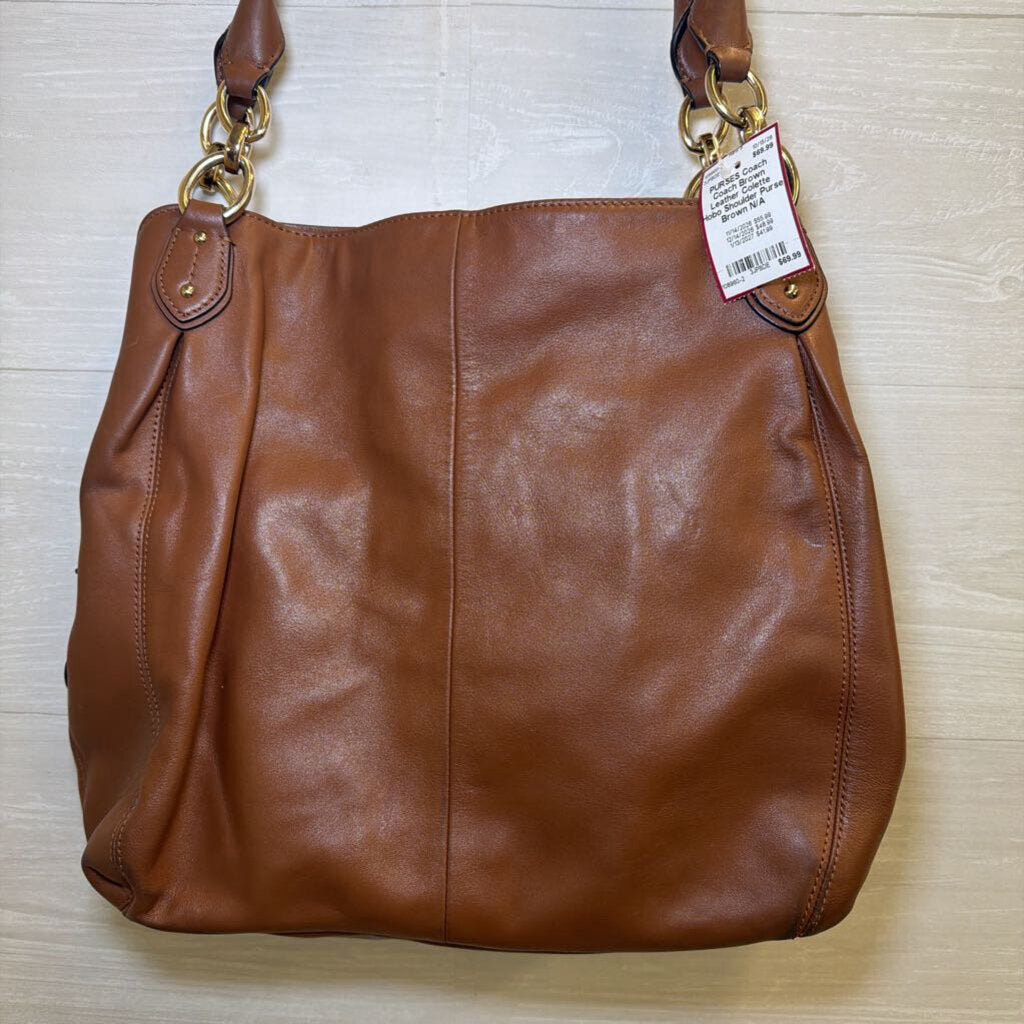 Coach Brown Leather Colette Hobo Shoulder Purse