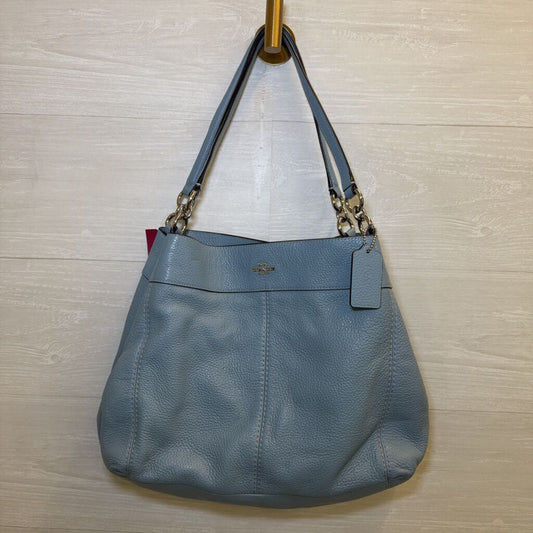 Coach Blue Pebbled Leather Lexy Shoulder Purse