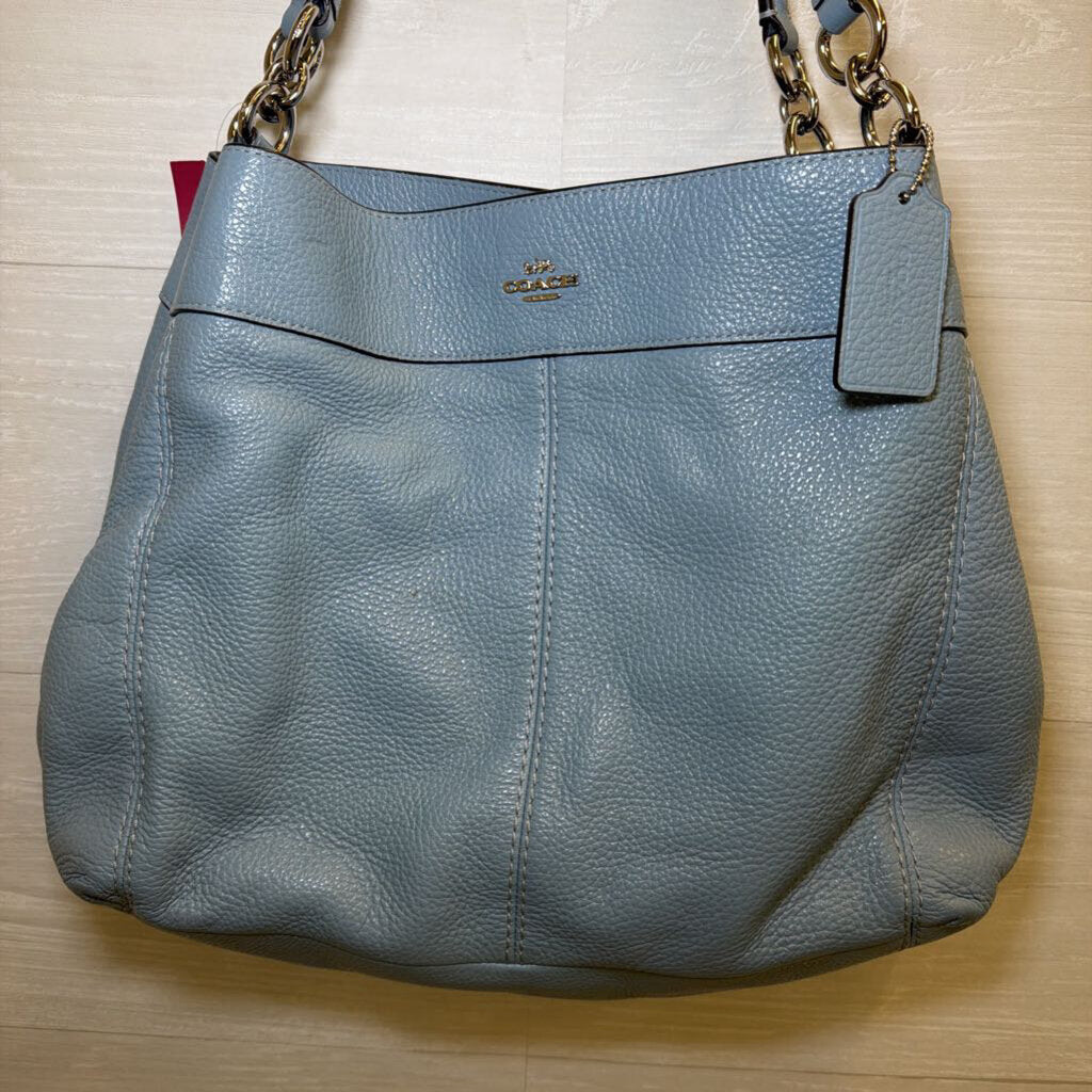 Coach Blue Pebbled Leather Lexy Shoulder Purse