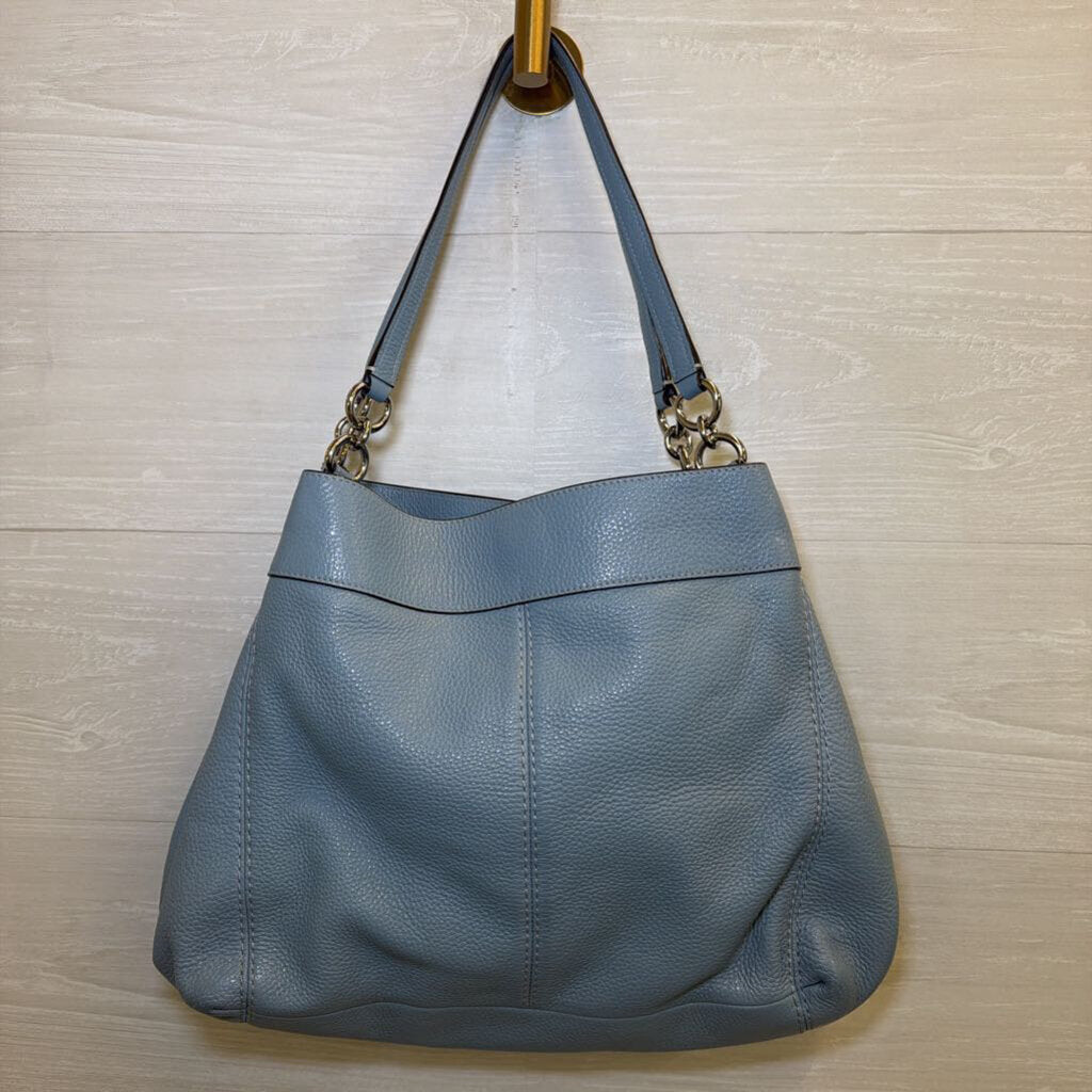 Coach Blue Pebbled Leather Lexy Shoulder Purse