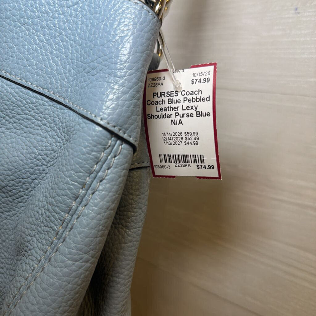 Coach Blue Pebbled Leather Lexy Shoulder Purse