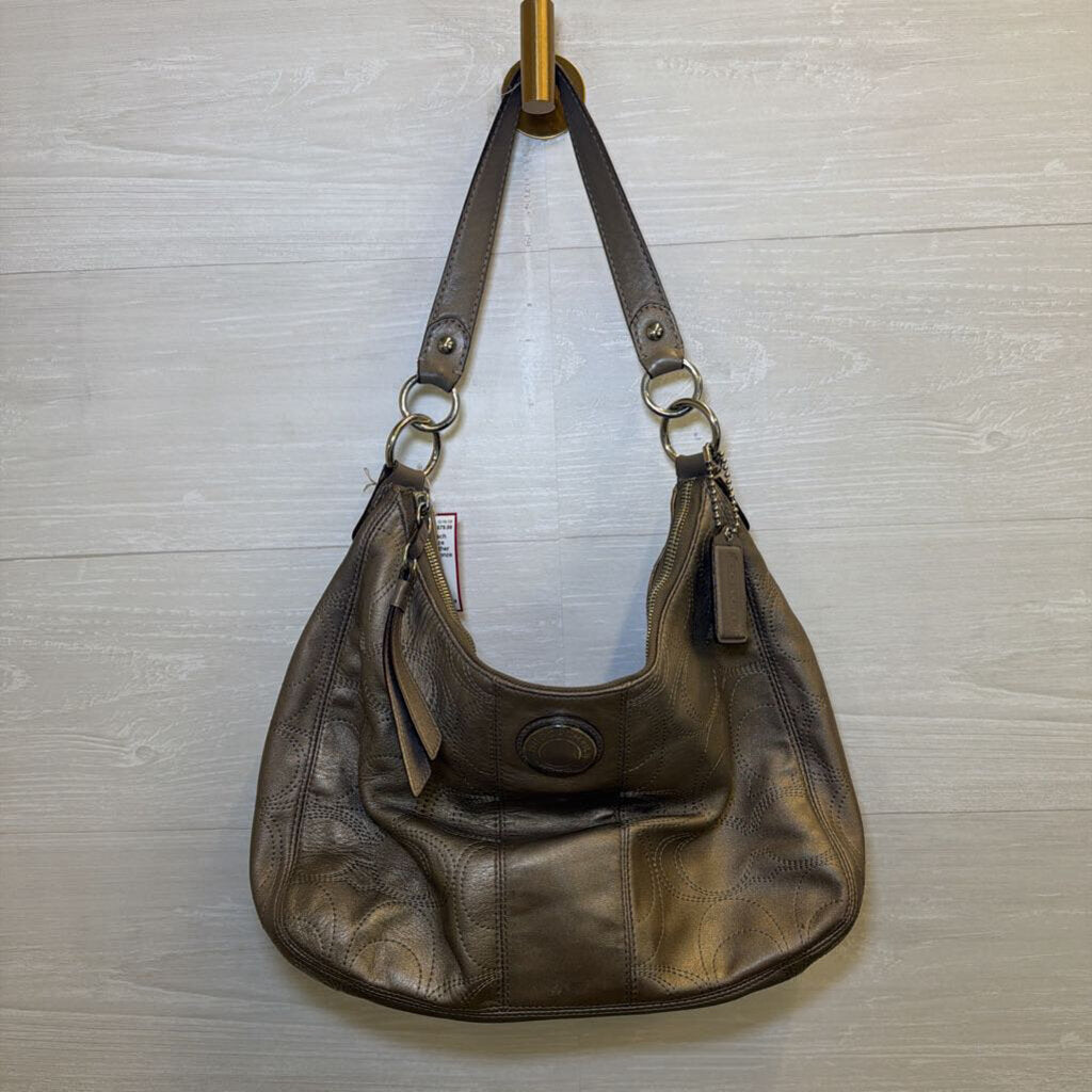 Coach Bronze Signature Leather Hobo Purse
