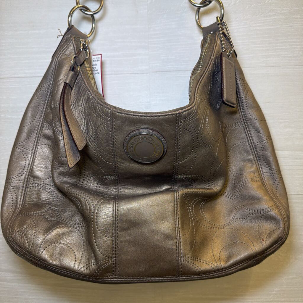 Coach Bronze Signature Leather Hobo Purse
