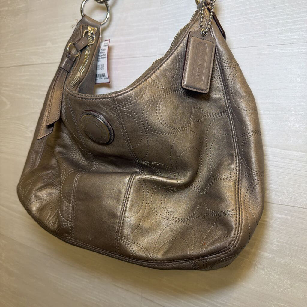 Coach Bronze Signature Leather Hobo Purse