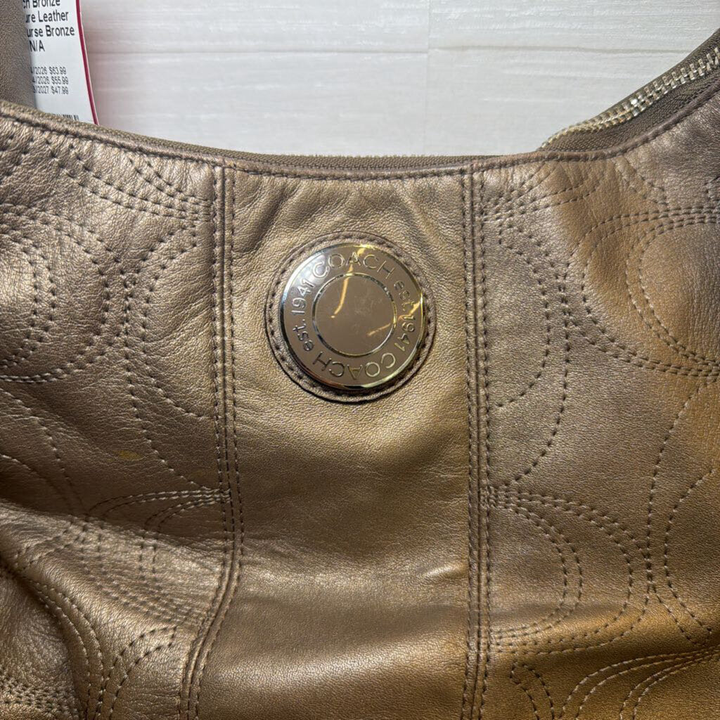 Coach Bronze Signature Leather Hobo Purse