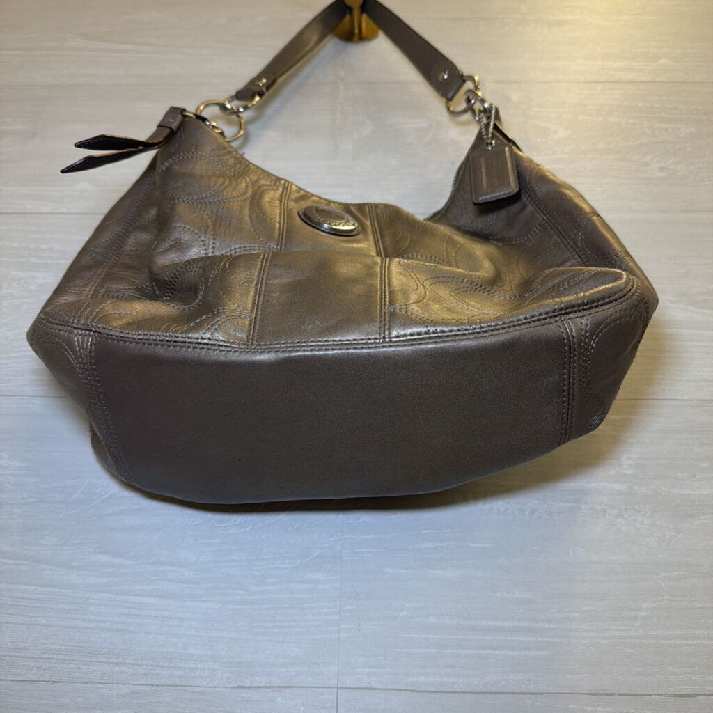 Coach Bronze Signature Leather Hobo Purse