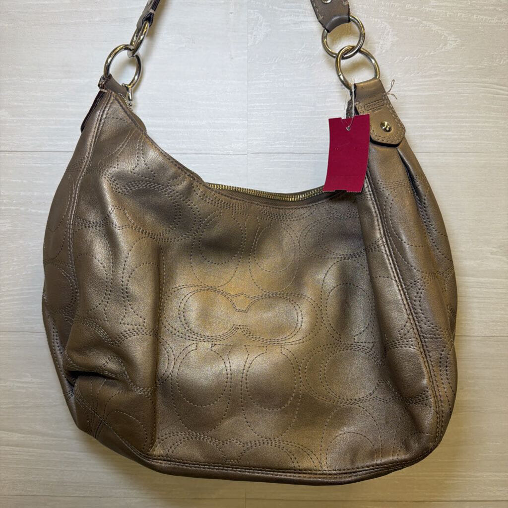 Coach Bronze Signature Leather Hobo Purse