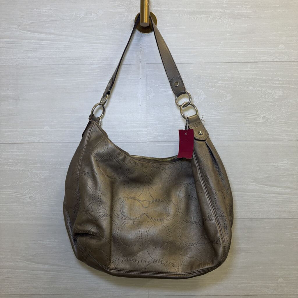 Coach Bronze Signature Leather Hobo Purse
