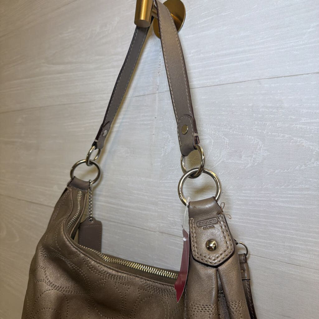 Coach Bronze Signature Leather Hobo Purse