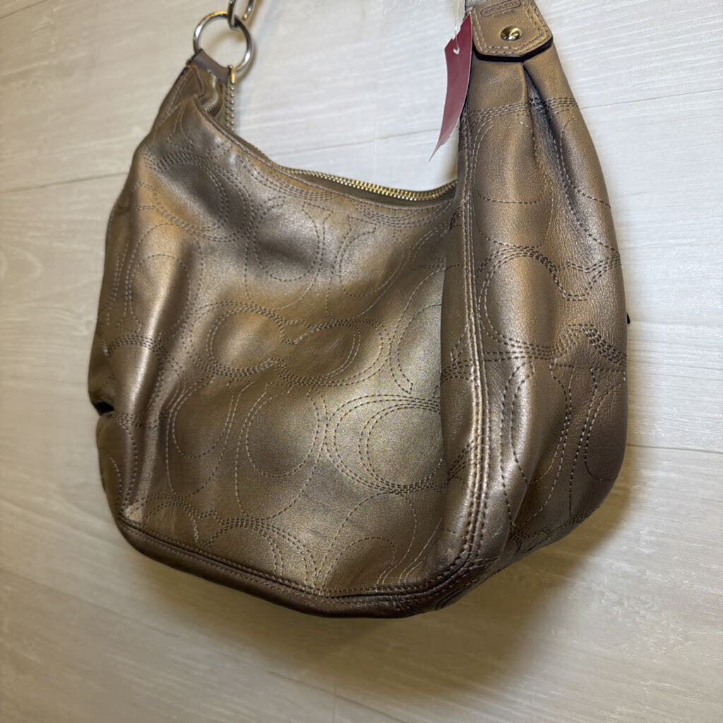 Coach Bronze Signature Leather Hobo Purse