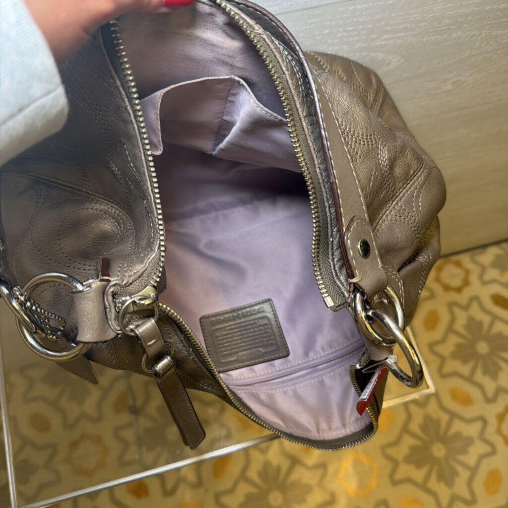 Coach Bronze Signature Leather Hobo Purse