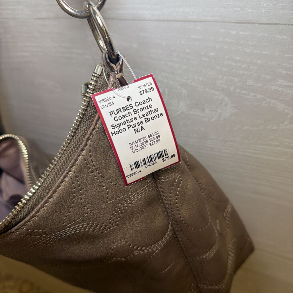 Coach Bronze Signature Leather Hobo Purse