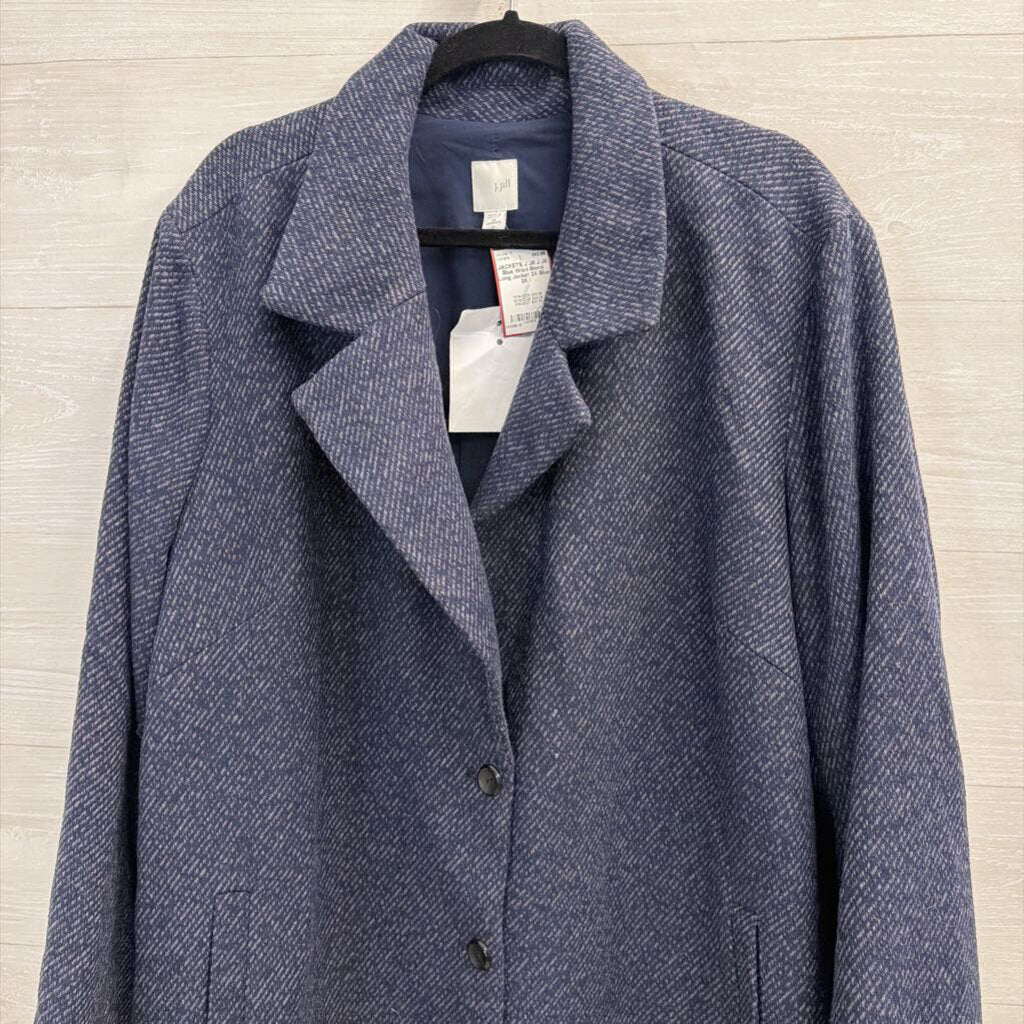 J Jill Blue Wool Blend Long Jacket 3X