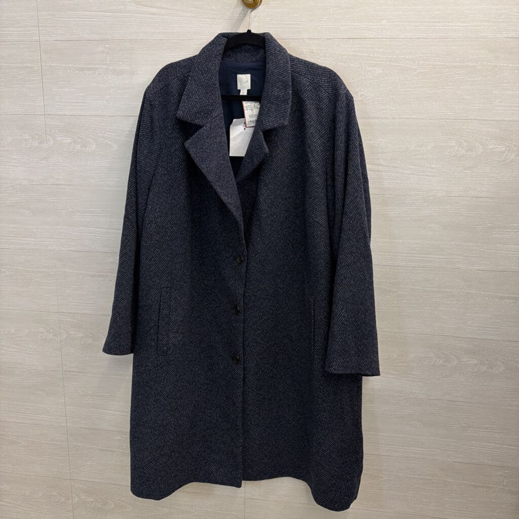 J Jill Blue Wool Blend Long Jacket 3X
