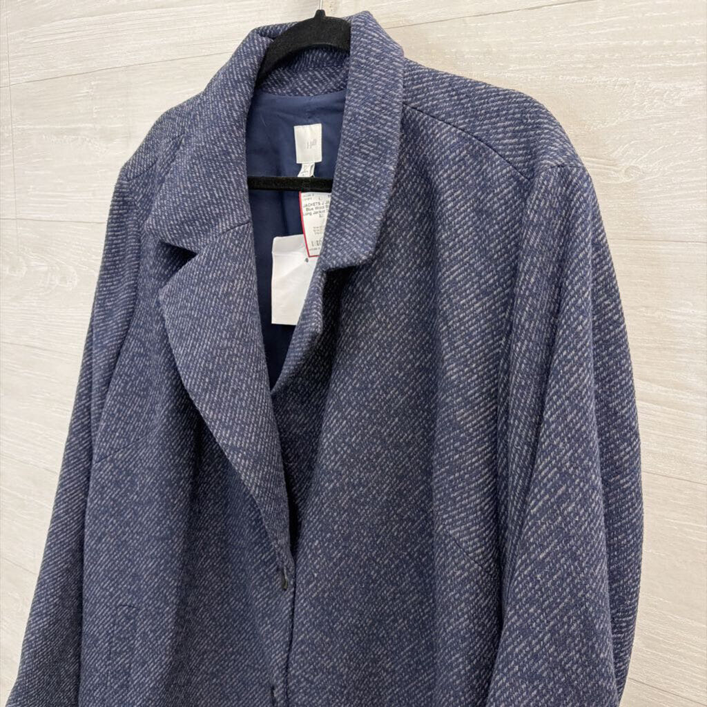 J Jill Blue Wool Blend Long Jacket 3X