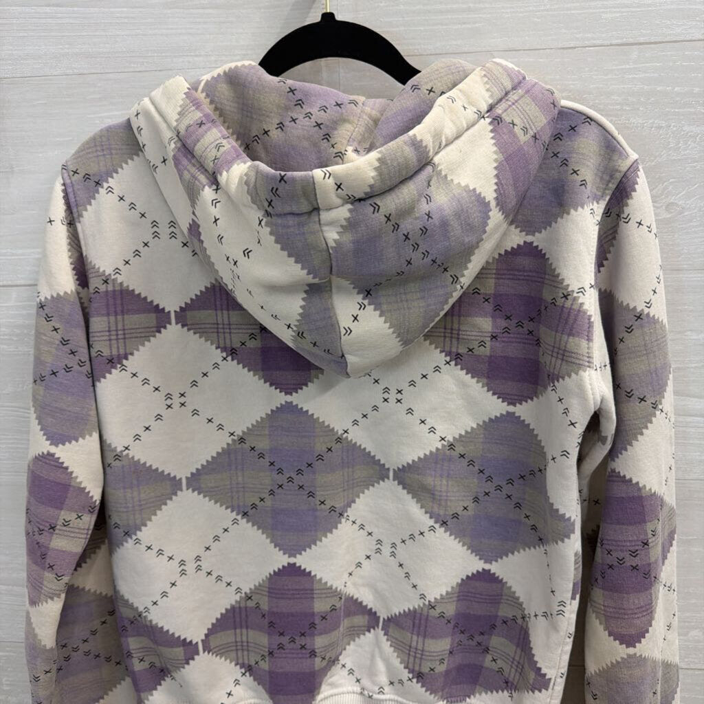 Vintage Burberry Purple/ White Argyle Check Plaid Zip Up Hoodie Small