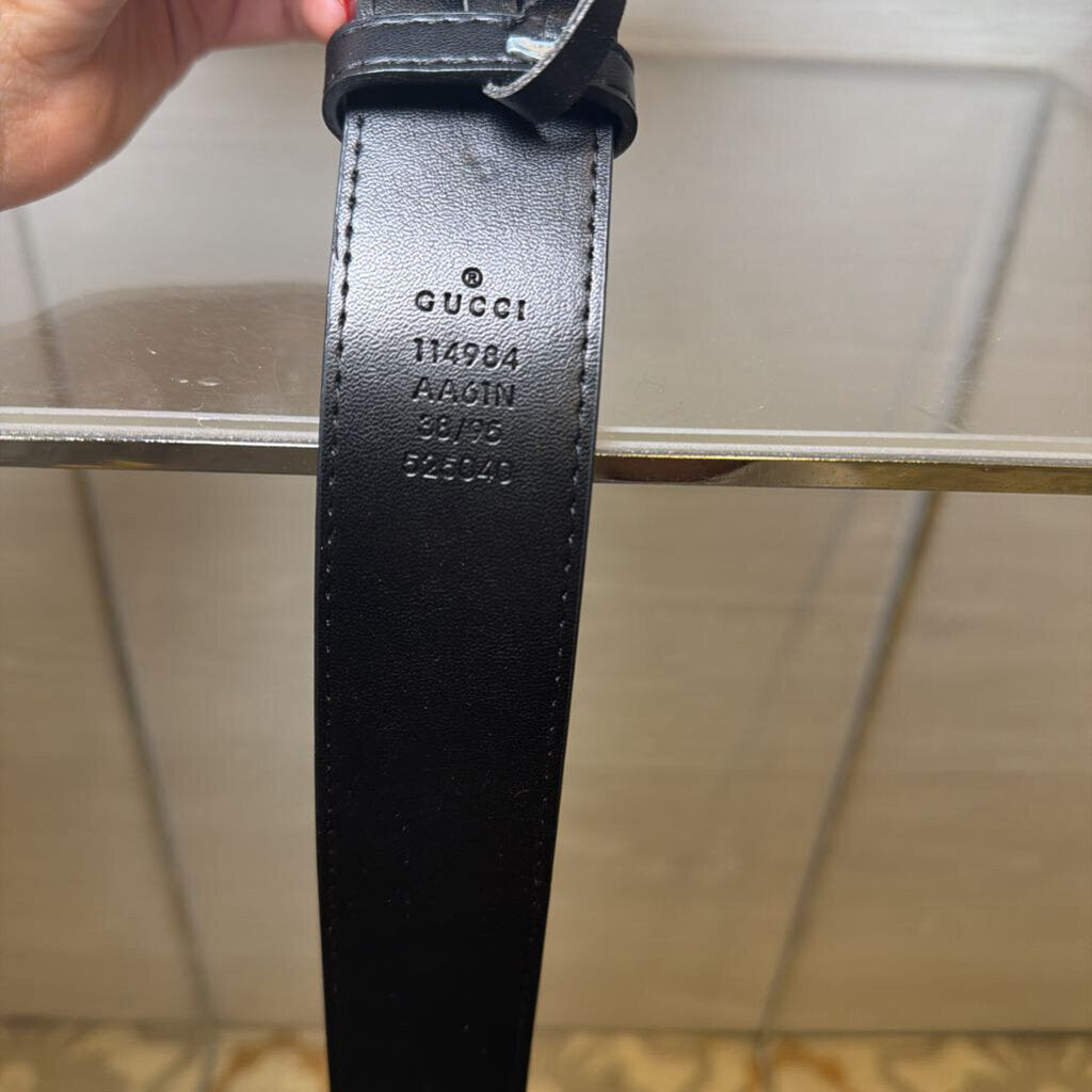 Gucci Black/ Gold GG Marmont Belt 38