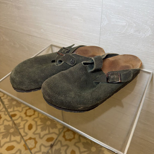 Birkenstock Green Suede Slip On Clogs 39