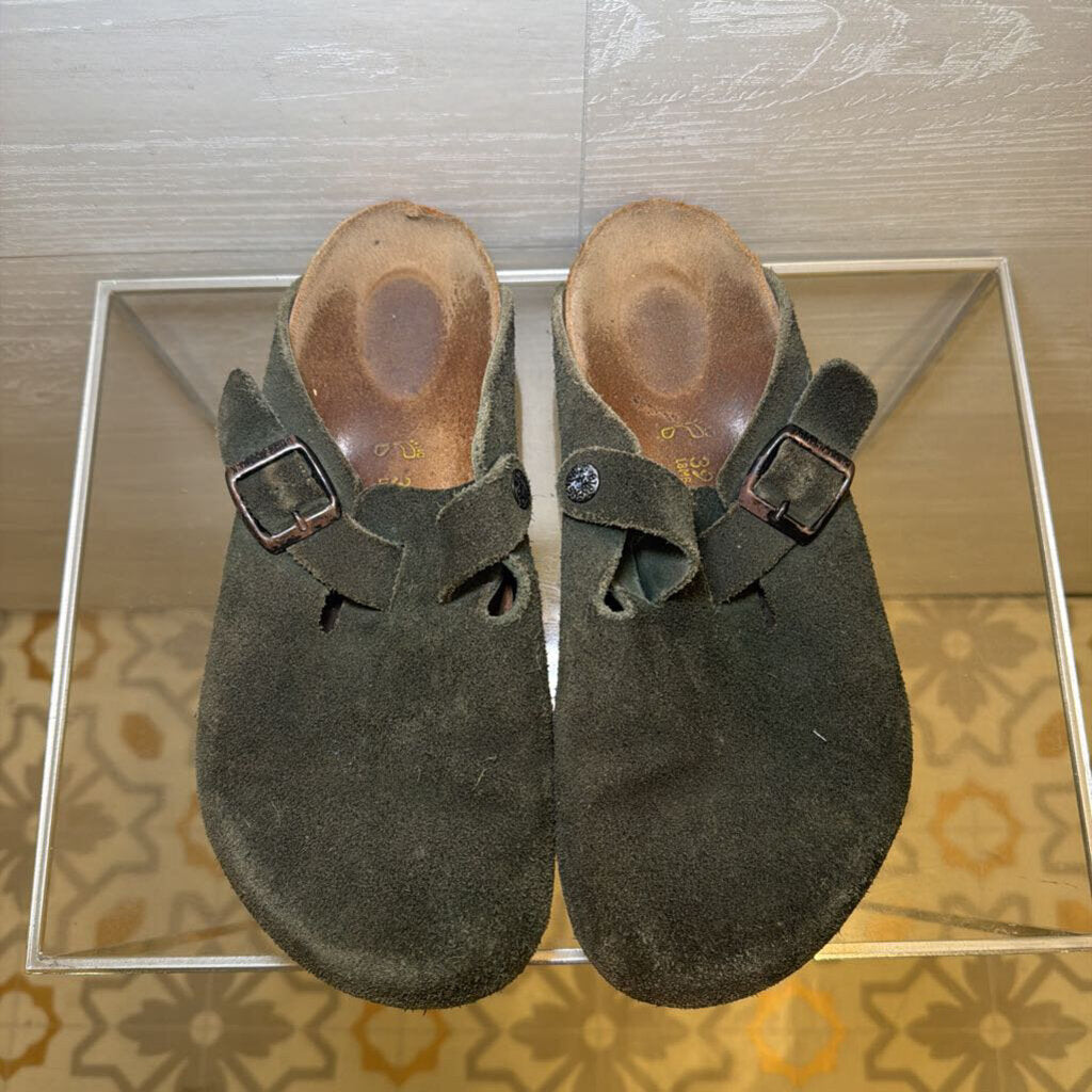 Birkenstock Green Suede Slip On Clogs 39