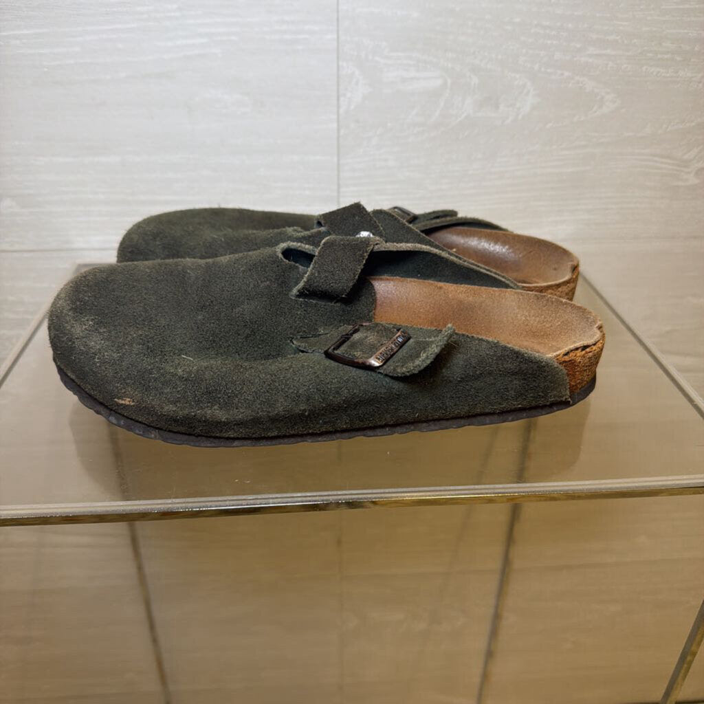 Birkenstock Green Suede Slip On Clogs 39