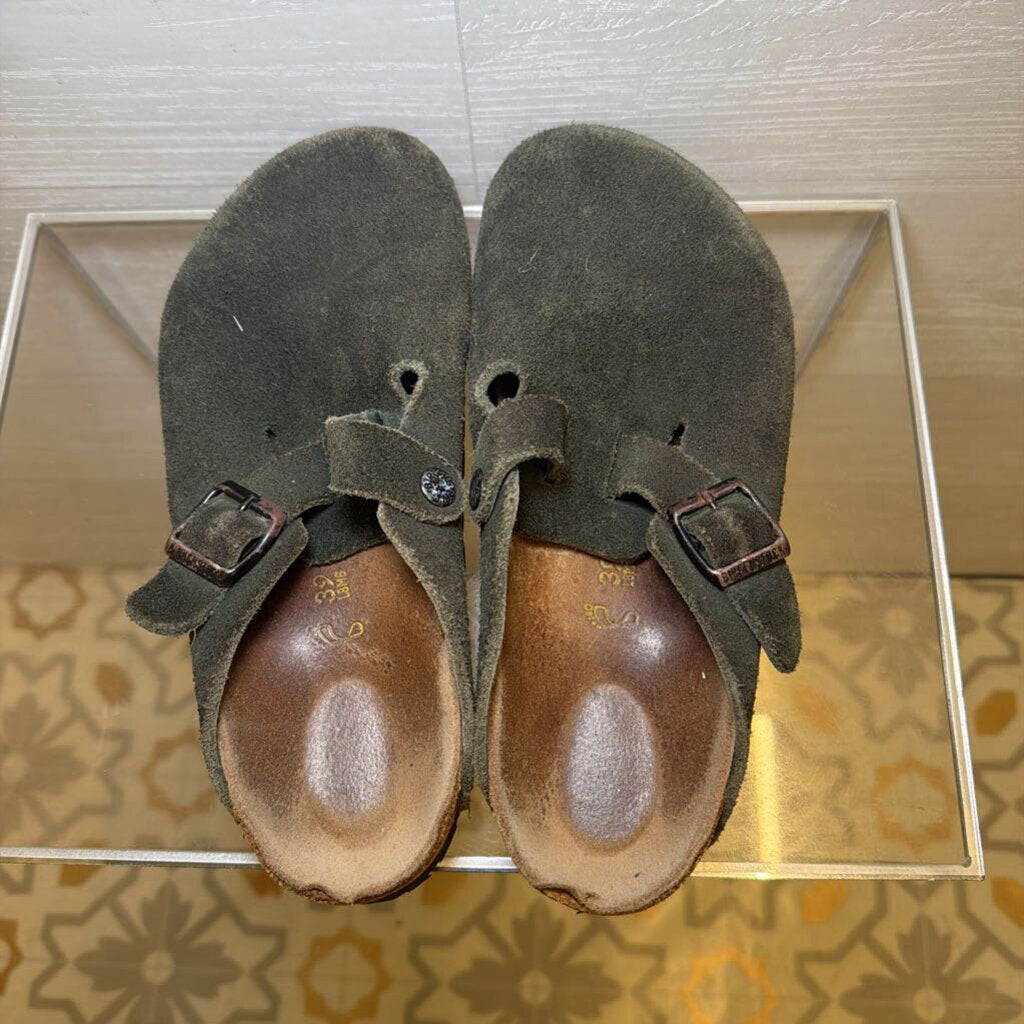 Birkenstock Green Suede Slip On Clogs 39